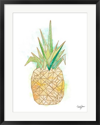 Framed Watercolor Origami Pineapple Print