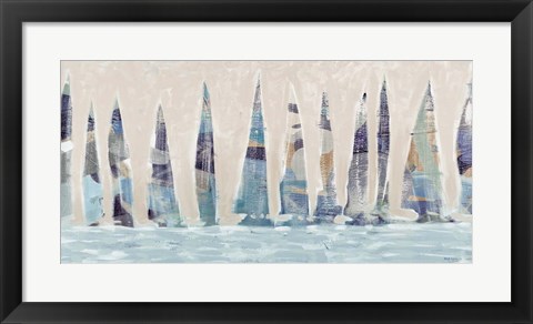 Framed Dozen Muted Boats Panel Print