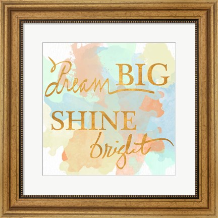 Framed Dream Big &amp; Work Hard Watercolor I Print