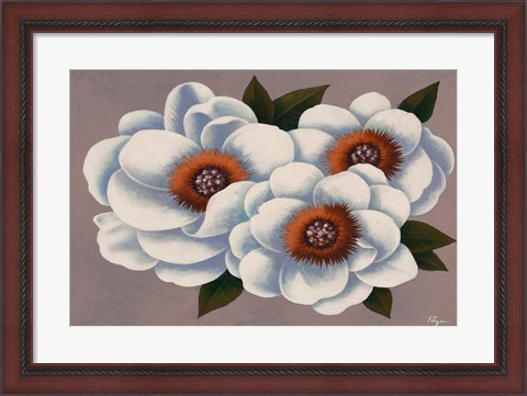Framed Three White Flowers Print