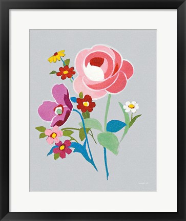 Framed Alpine Bouquet I Gray Print