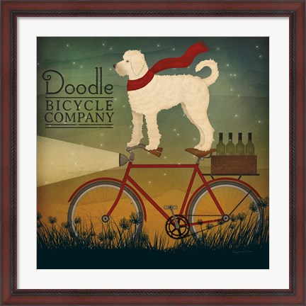 Framed White Doodle on Bike Summer Print