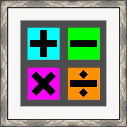 Framed Math Symbols Square - Colorful Boxes Print
