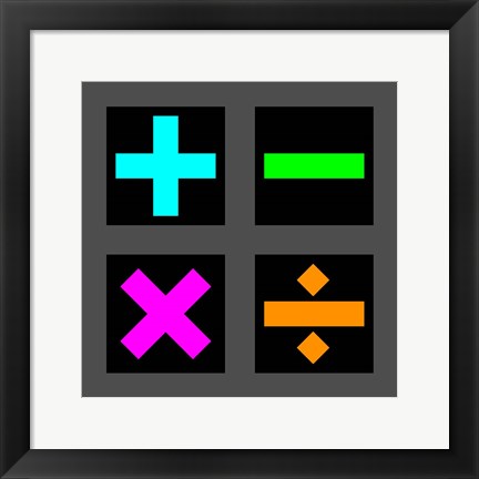 Framed Math Symbols Square - Colorful Symbols Print
