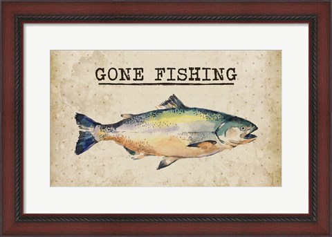 Framed Gone Fishing Salmon Color Print