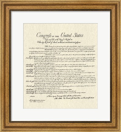 Framed Bill of Rights (Document) Print