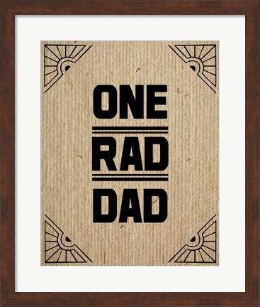 Framed One Rad Dad - Brown Cardboard Print