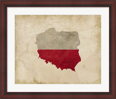 Framed Map with Flag Overlay Poland Print