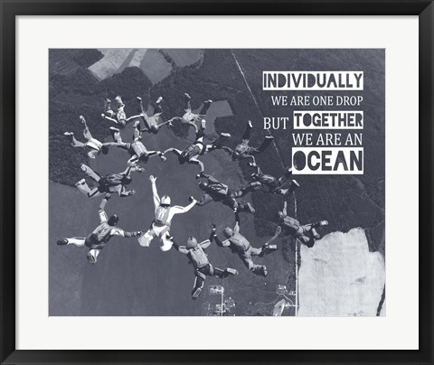 Framed Together We Are An Ocean - Skydiving Team Grayscale Print