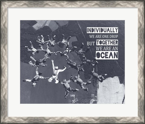 Framed Together We Are An Ocean - Skydiving Team Grayscale Print