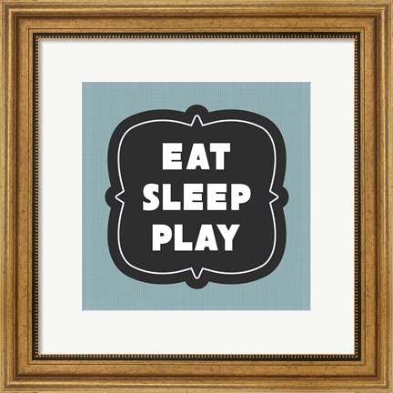 Framed Eat Sleep Play Football - Blue Part II Print