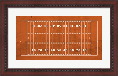 Framed American Football Field Orange Print