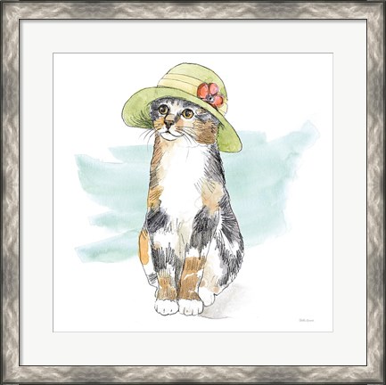 Framed Fancy Cats III Watercolor Print