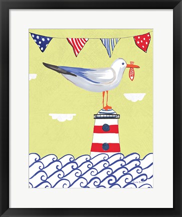 Framed Coastal Bird I Flags Print