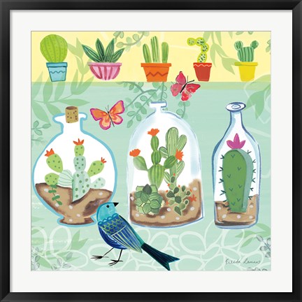 Framed Cacti Garden I Print