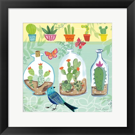 Framed Cacti Garden I Print