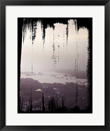 Framed Painted Seaside III on Black Print