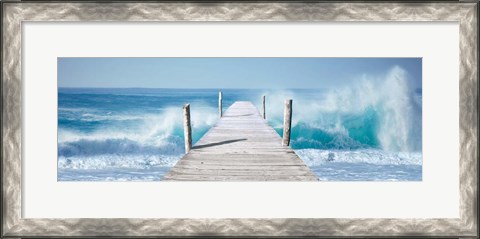 Framed Ocean Waves on a Jetty Print