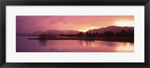 Framed Sunset at Lake Tekapo, South Island, Canterbury, New Zealand Print