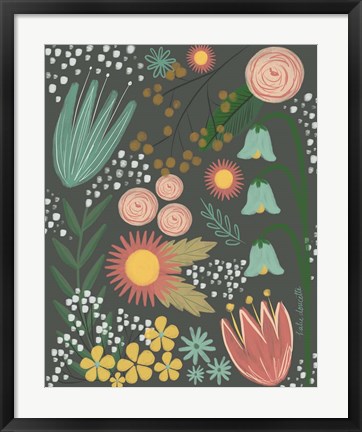 Framed Vintage Floral I Print