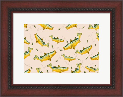 Framed Wishin I Was Fishin Pattern Print