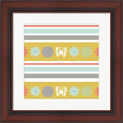 Framed Butterflies and Blooms Tranquil VIII Print