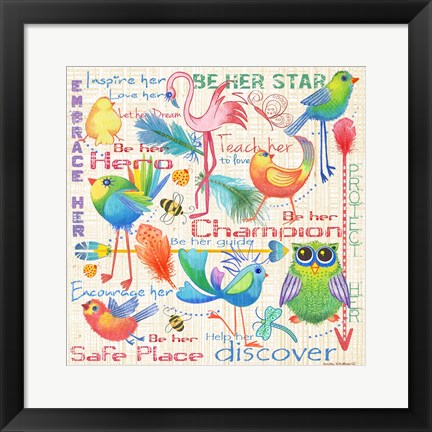 Framed Lil Bird Sampler Print