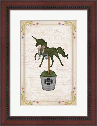 Framed Topiary Unicorn I Print