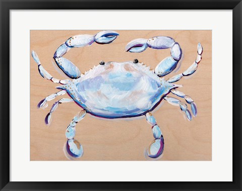 Framed Blue and White Crab Print