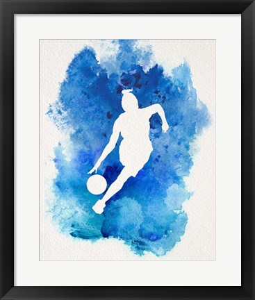 Framed Basketball Girl Watercolor Silhouette Inverted Part II Print