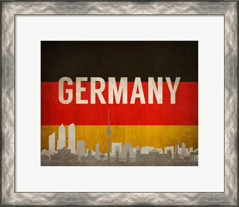 Framed Berlin, Germany - Flags and Skyline Print