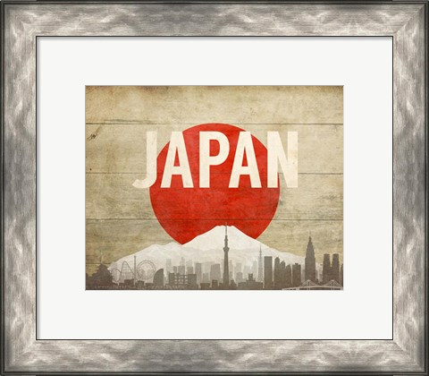 Framed Tokyo, Japan - Flags and Skyline Print