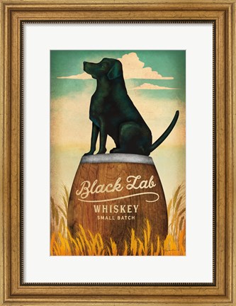 Framed Black Lab Whiskey Print