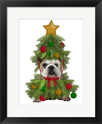 Framed English Bulldog, Christmas Tree Costume Print