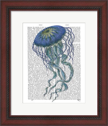 Framed Blue Jellyfish 1 Print