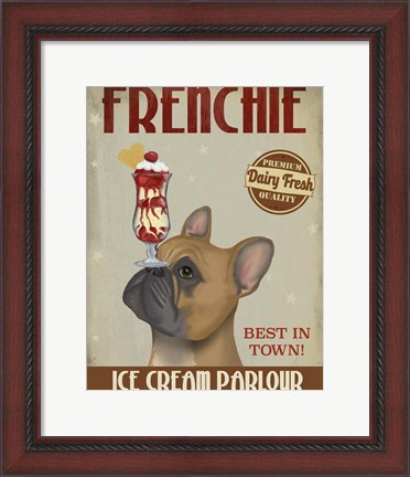 Framed French Bulldog Ice Cream Print