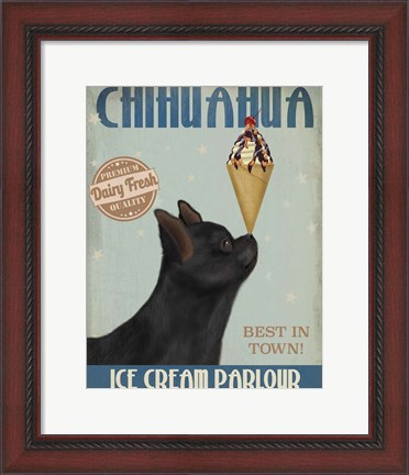 Framed Chihuahua, Black, Ice Cream Print