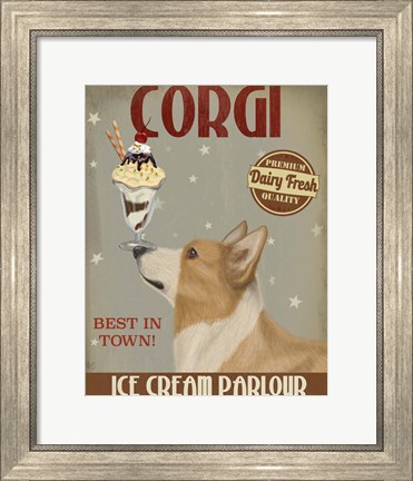 Framed Corgi, Tan, Ice Cream Print