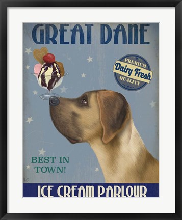 Framed Great Dane, Tan, Ice Cream Print