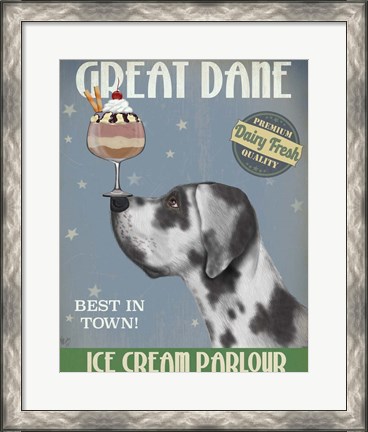 Framed Great Dane, Harlequin, Ice Cream Print