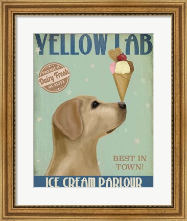 Framed Yellow Labrador Ice Cream Print