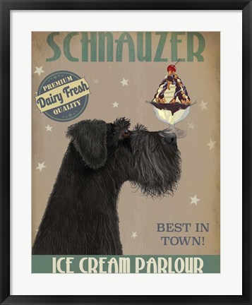 Framed Schnauzer, Black, Ice Cream Print