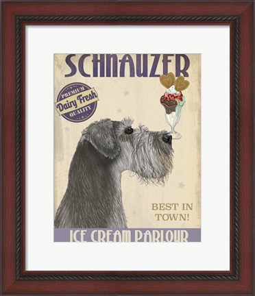 Framed Schnauzer, Grey, Ice Cream Print