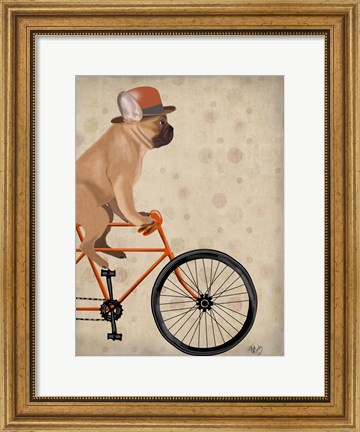 Framed French Bulldog on Bicycle Print