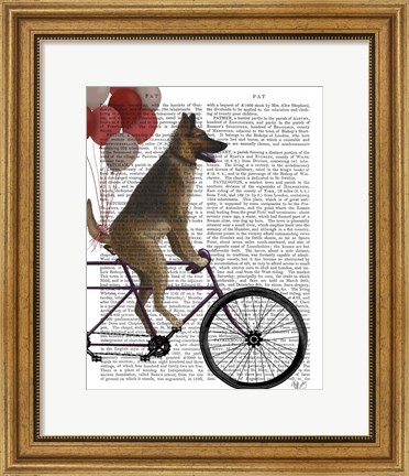 Framed German Shepherd on Bicycle Print