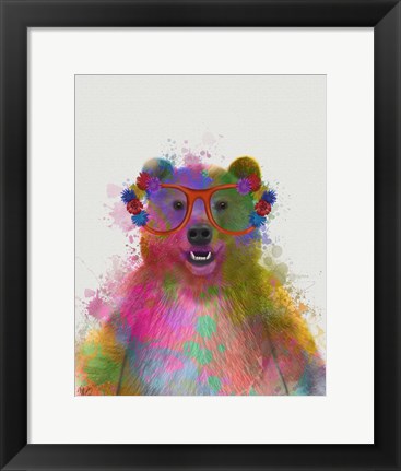 Framed Rainbow Splash Bear Print
