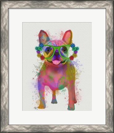 Framed Rainbow Splash French Bulldog, Full Print