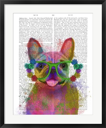 Framed Rainbow Splash French Bulldog, Portrait Print