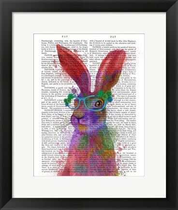Framed Rainbow Splash Rabbit 2, Portrait Print