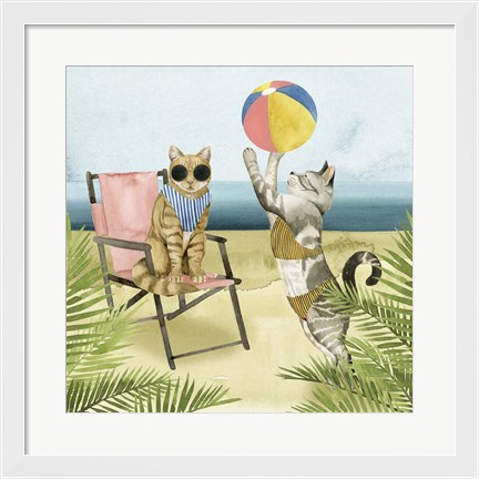 Framed Coastal Kitties I Print